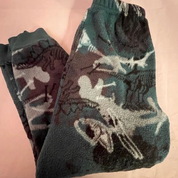 BOY’S sz 8 2-piece Wonder Nation glow in the dark green dinosaur fleece pajamas - Picture 5 of 15